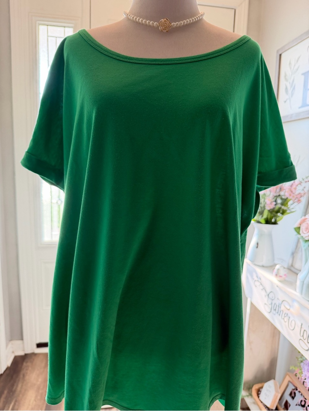 Cato Women's Emerald Green Boatneck Tunic